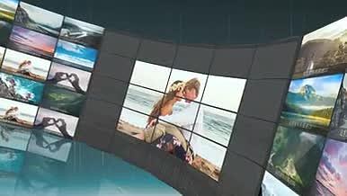 3D多屏幕照片墙婚礼相册动画视频展示视频的预览图